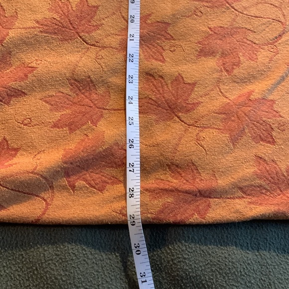 Two-tone orange cotton tablecloth with maples leaf design.  Approximately 58” - Picture 5 of 8